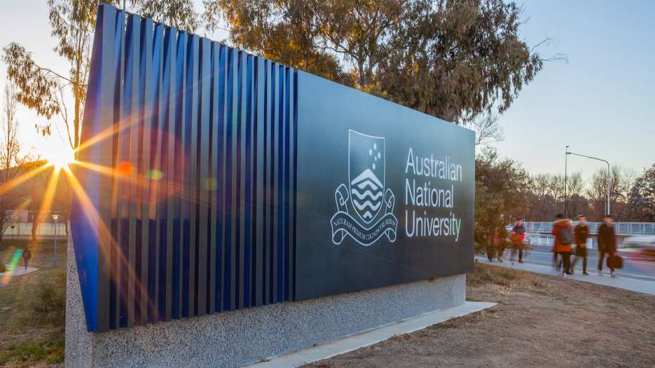 Close up of ANU sign